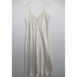 Vintage California Miss Beaded Satin & Lace Nightgown Women Large Ivory Bridal